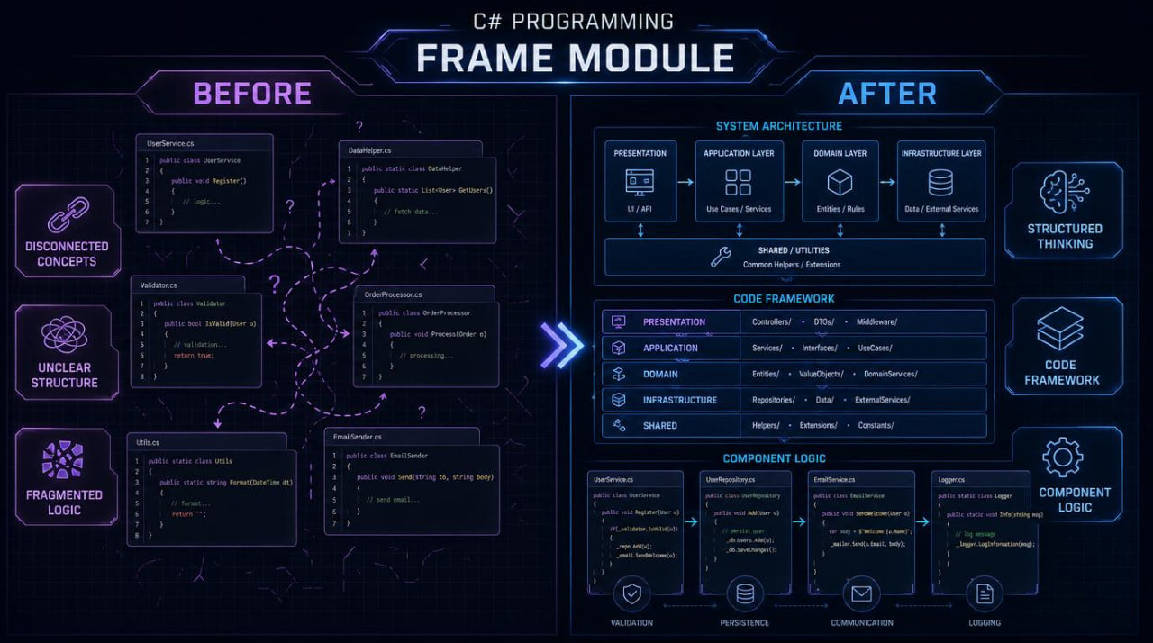 inphographic before/after "Frame Module"